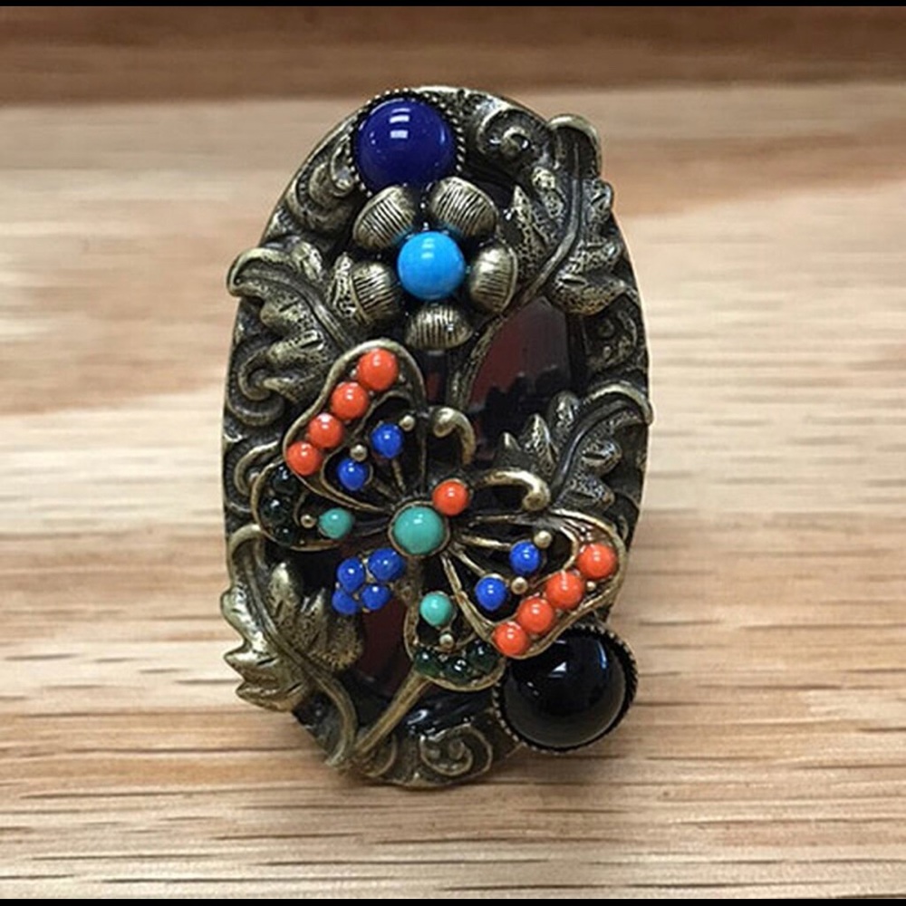 Ant.Gold Resting Dragonfly Garden Ring, boutique
